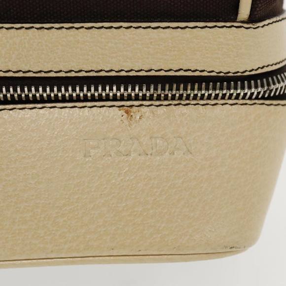 PRADA Hand Bag Canvas Silver Brown Auth 96183 - Picture 8 of 16